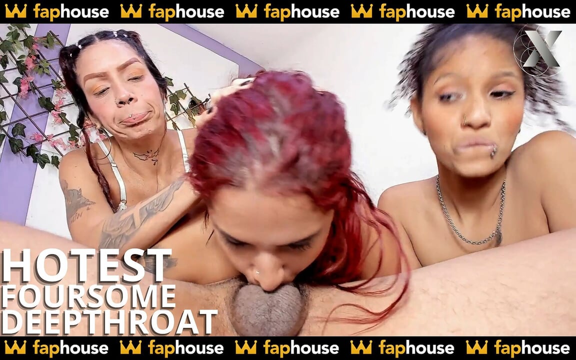 The Hottest Session of an Intense Foursome of Deep Throat Fucking with 3 Beautiful Hot Latinas