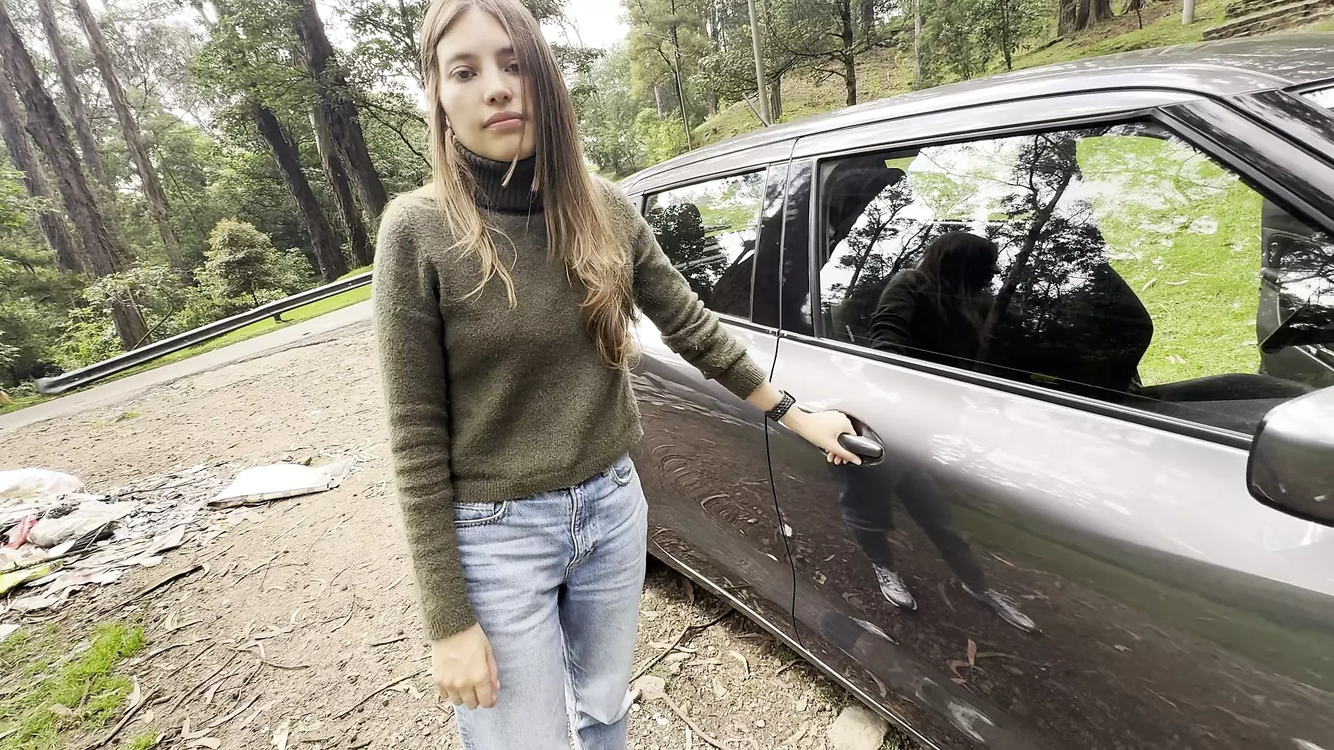 We Get Excited by Hearing the Sound of the Car, Kissing, Touching Each Other’s Breasts and Having Orgasms.