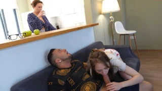 Hot Naughty Girl Seduces Her Stepmother’s Lover and He Fucks Them Both Hard in the Mouth with His Huge Dick!